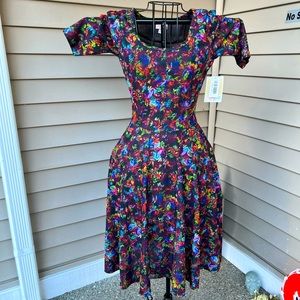 Lularoe 🌈 triangle XS Dress Nicole fit and flare Rainbow 🌈 slinky fabric NWT